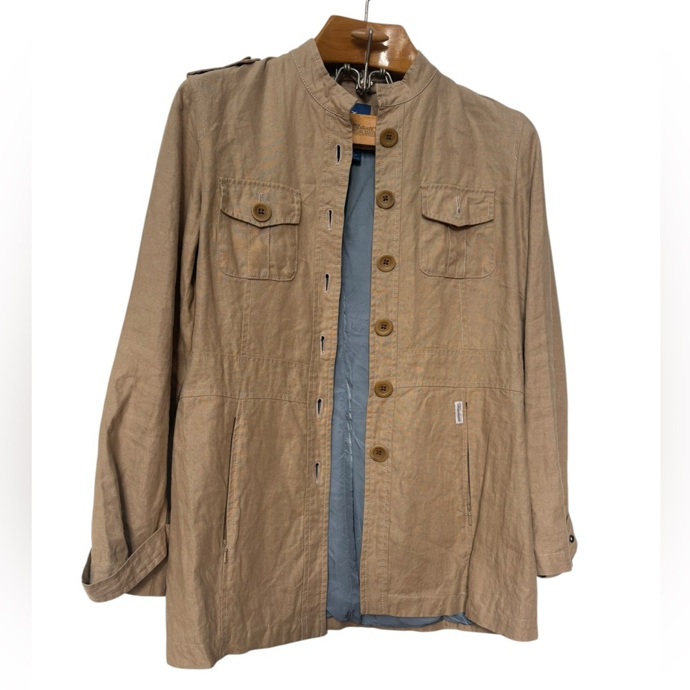 XS Faconnable 100% Linen Military Safari Field Jacket